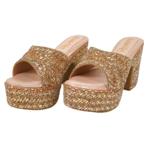 Women's Rhinestone Platform Block Heels