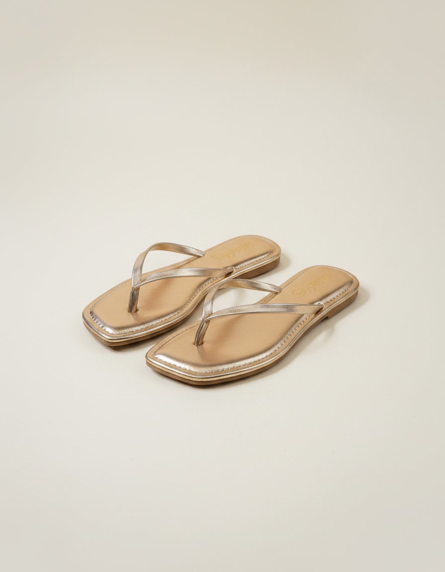 Liora Metallic Thong Flats – Champagne Gold - Image 7