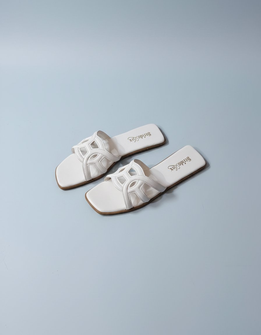 StrideLux White Women’s Flat Slide Sandals - Image 6