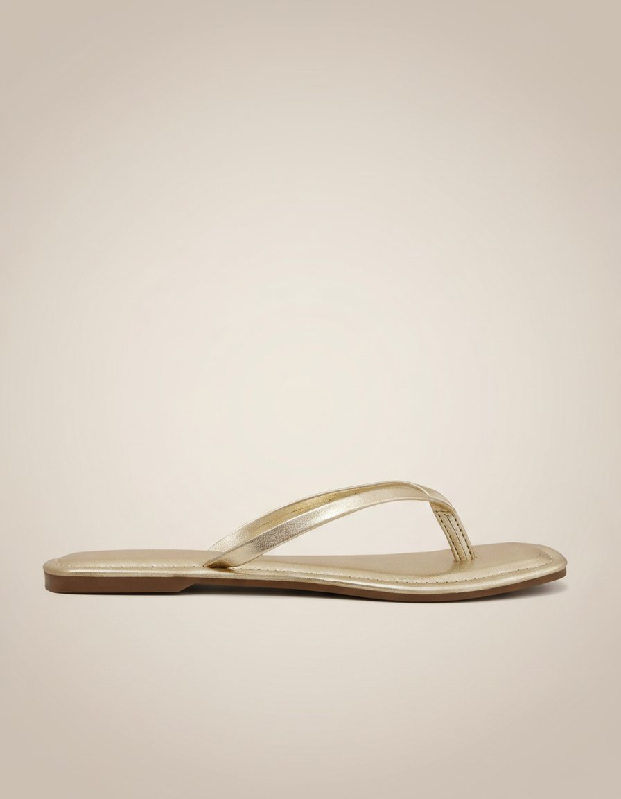 Liora Metallic Thong Flats – Champagne Gold - Image 3