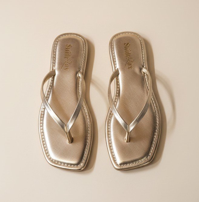 Liora Metallic Thong Flats – Champagne Gold