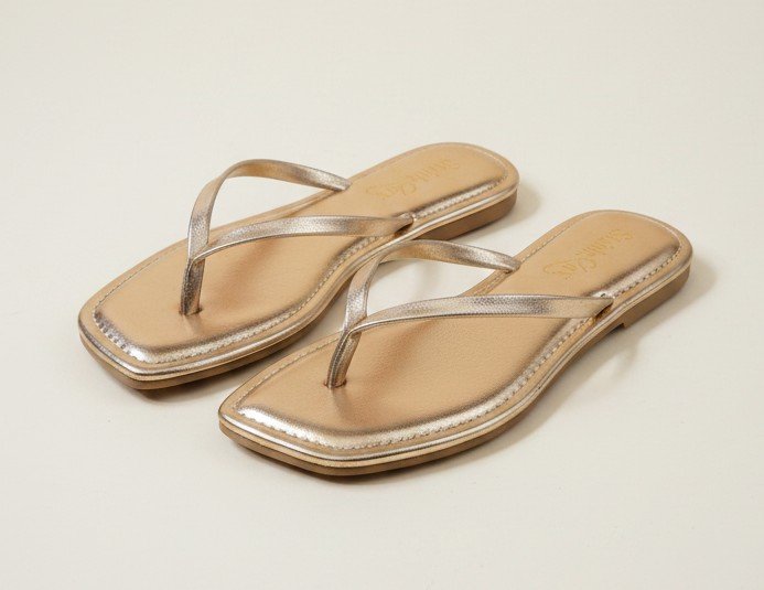 Liora Metallic Thong Flats – Champagne Gold