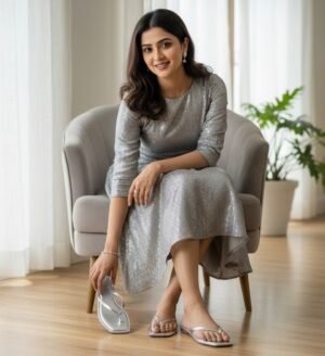 Liora Metallic Thong Flats – Silver Mist Copy
