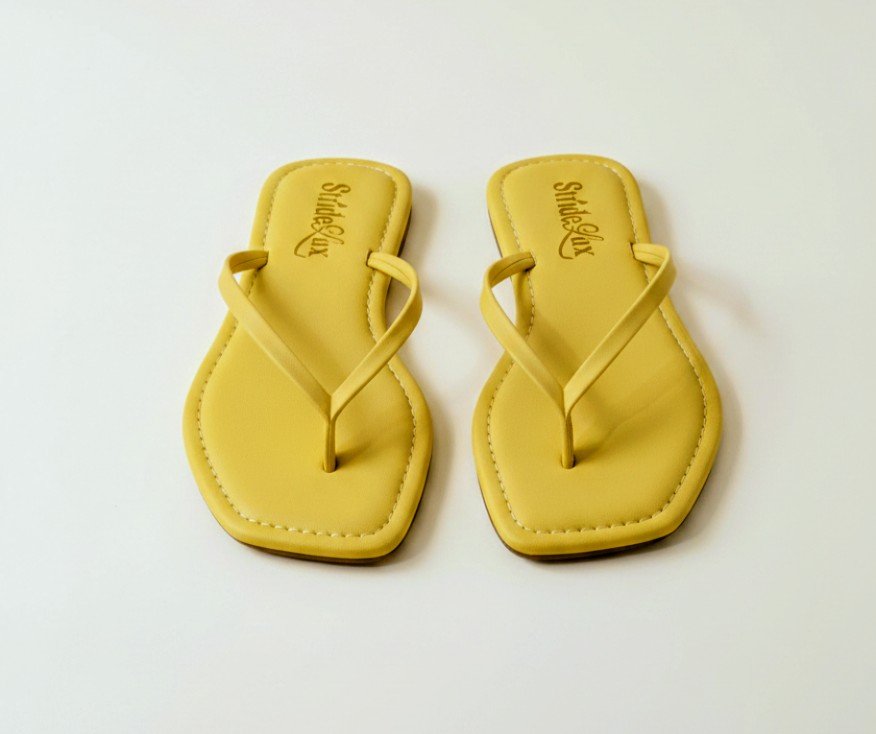 Liora Minimal Thong Flats – Soft Yellow - Image 3