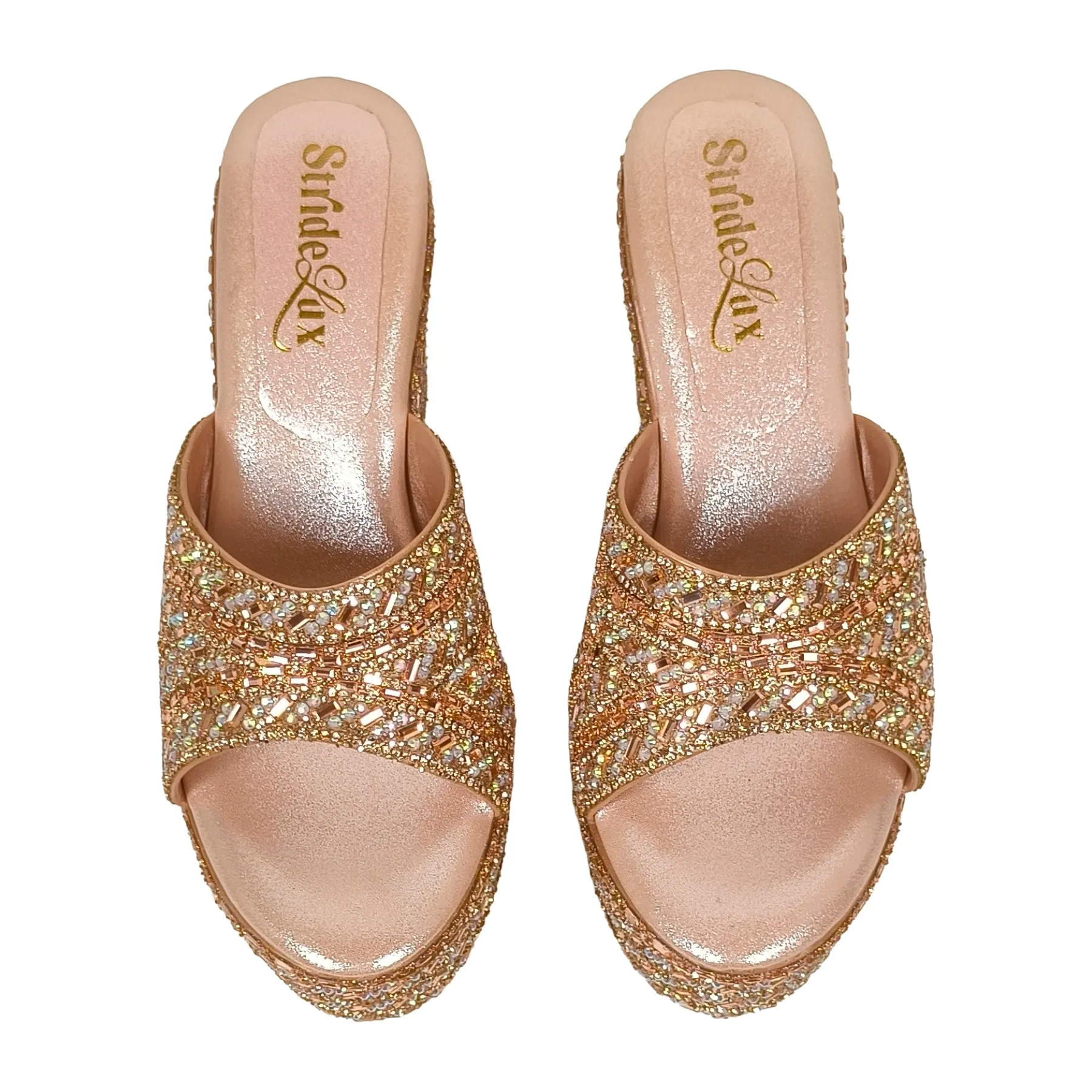 Women's Rhinestone Platform Block Heels