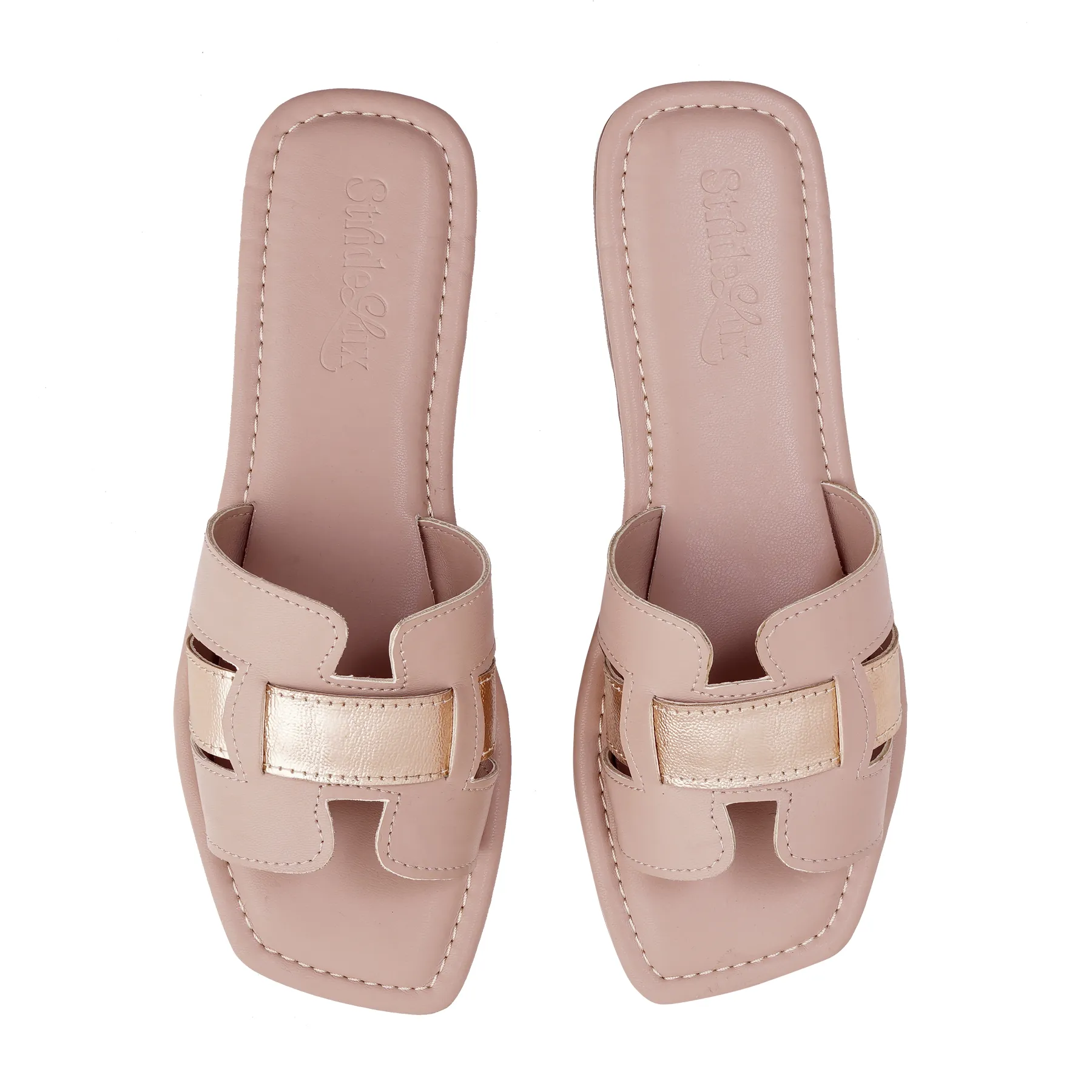 Nova H-Cut Flat Slides – Blush Pink