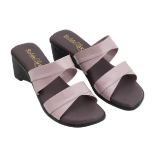 Elara Gloss Mid-Heel Slides – Mauve Pink