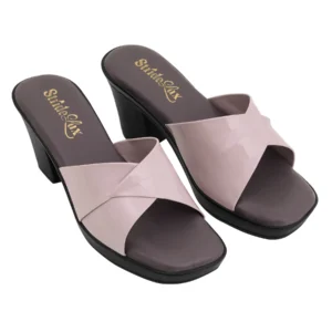 Amara Gloss Cross Strap Block Heels – Blush Mauve