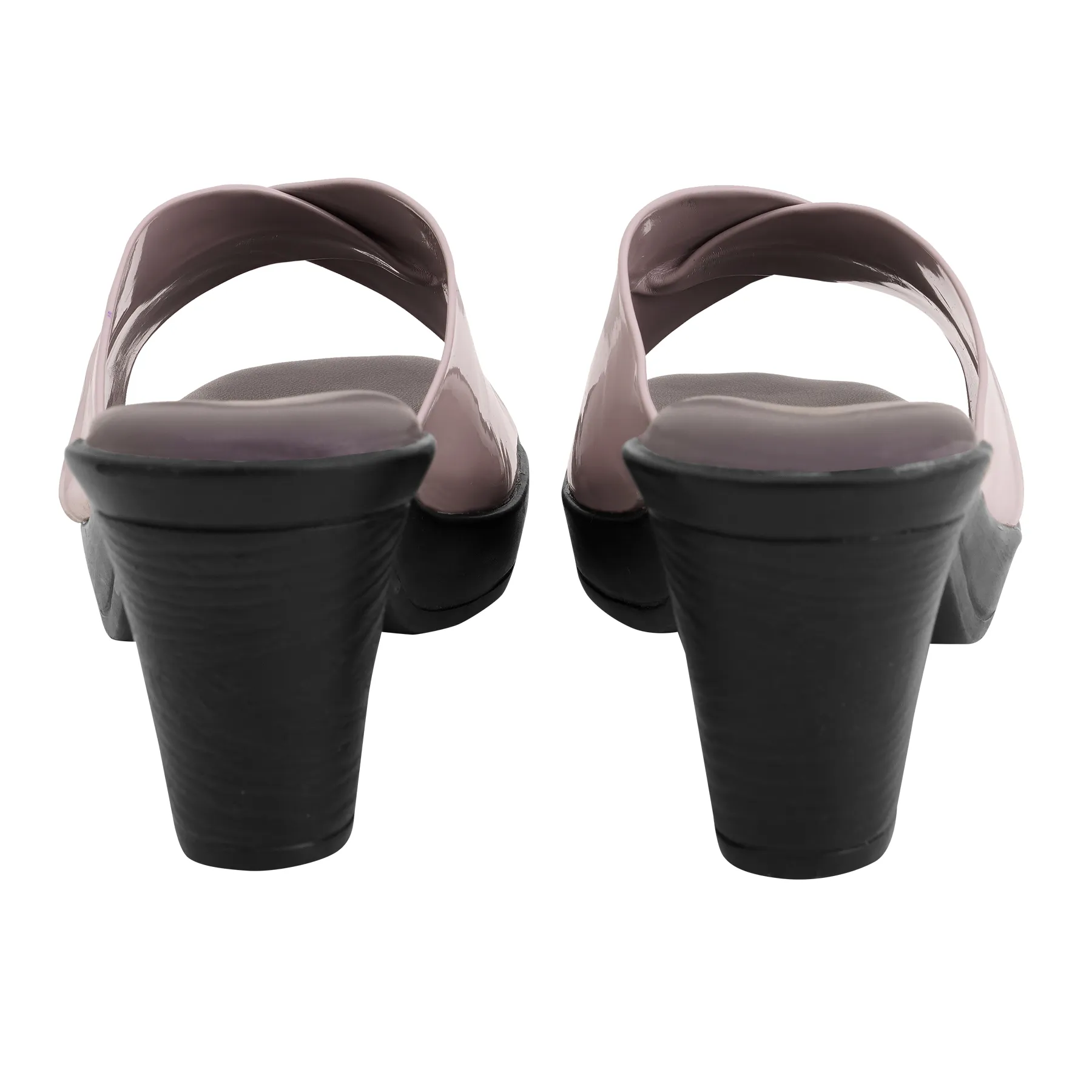 Amara Gloss Cross Strap Block Heels – Blush Mauve - Image 4