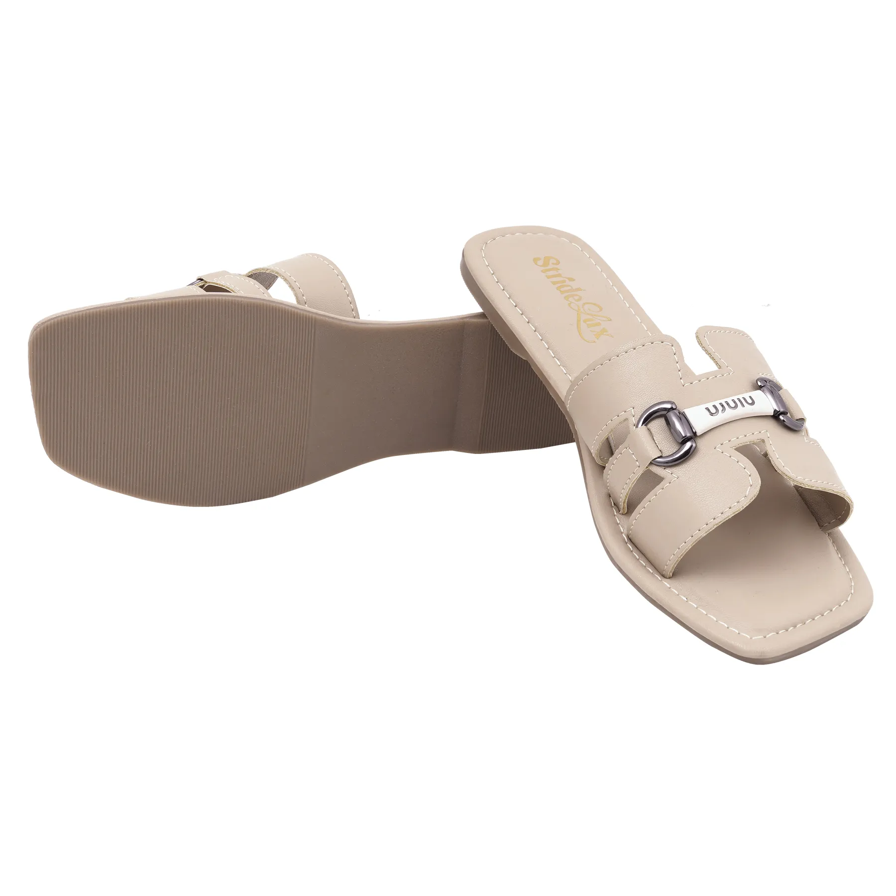 Elina H-Cut Flat Slides – Soft Beige - Image 6