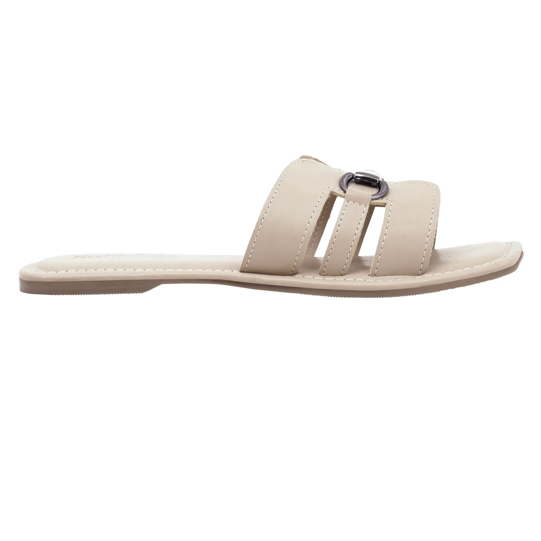 Elina H-Cut Flat Slides – Soft Beige - Image 5
