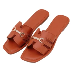 elina H-Cut Flat Slides – Tan Brown