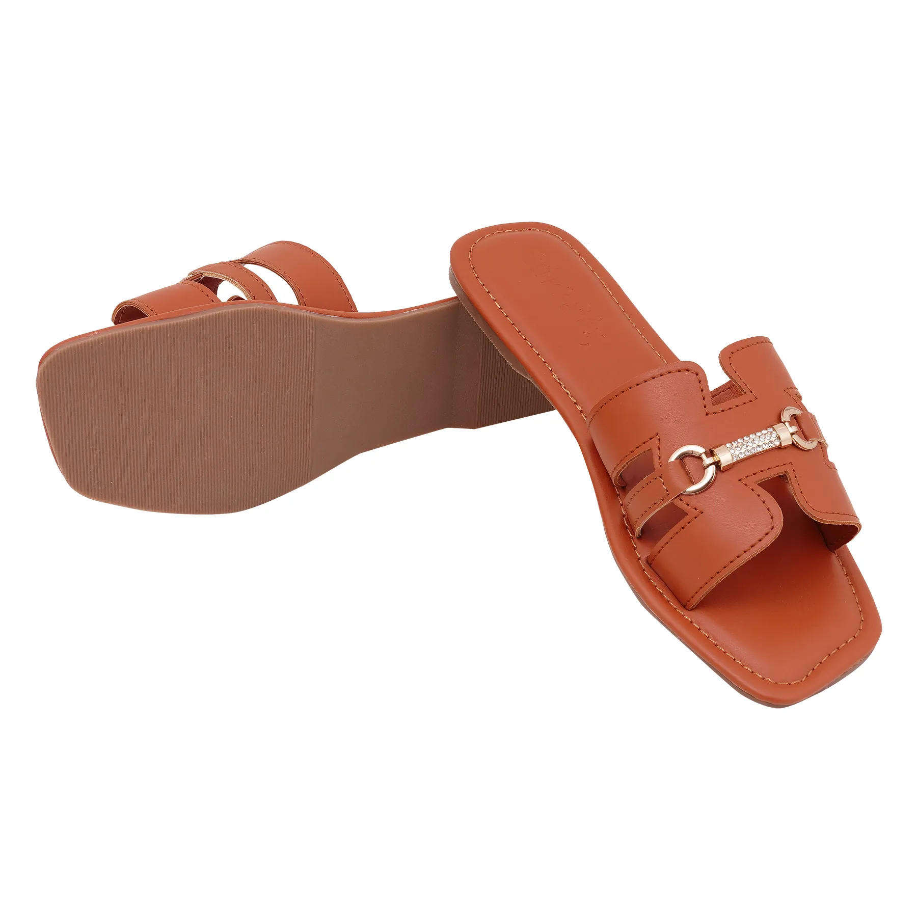 elina H-Cut Flat Slides – Tan Brown - Image 6