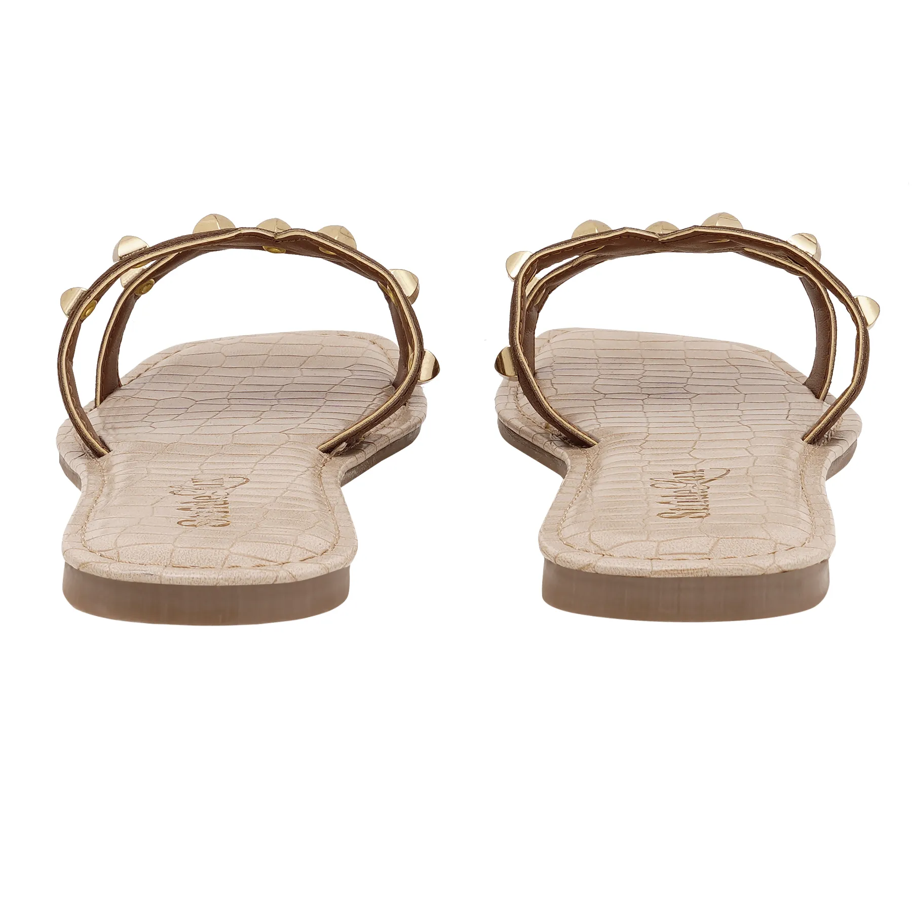 Aurelia Studded Flat Slides - Brown - Image 6