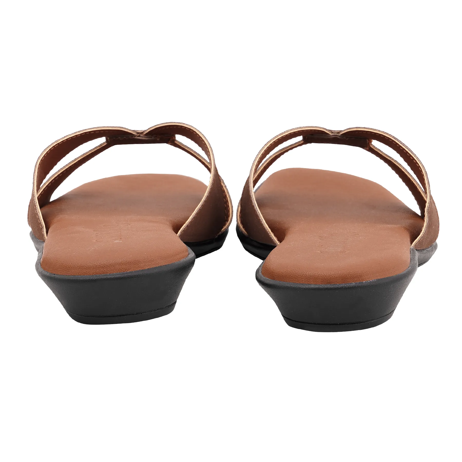 Aveline Cross Strap Flat Slides – Tan Brown - Image 4