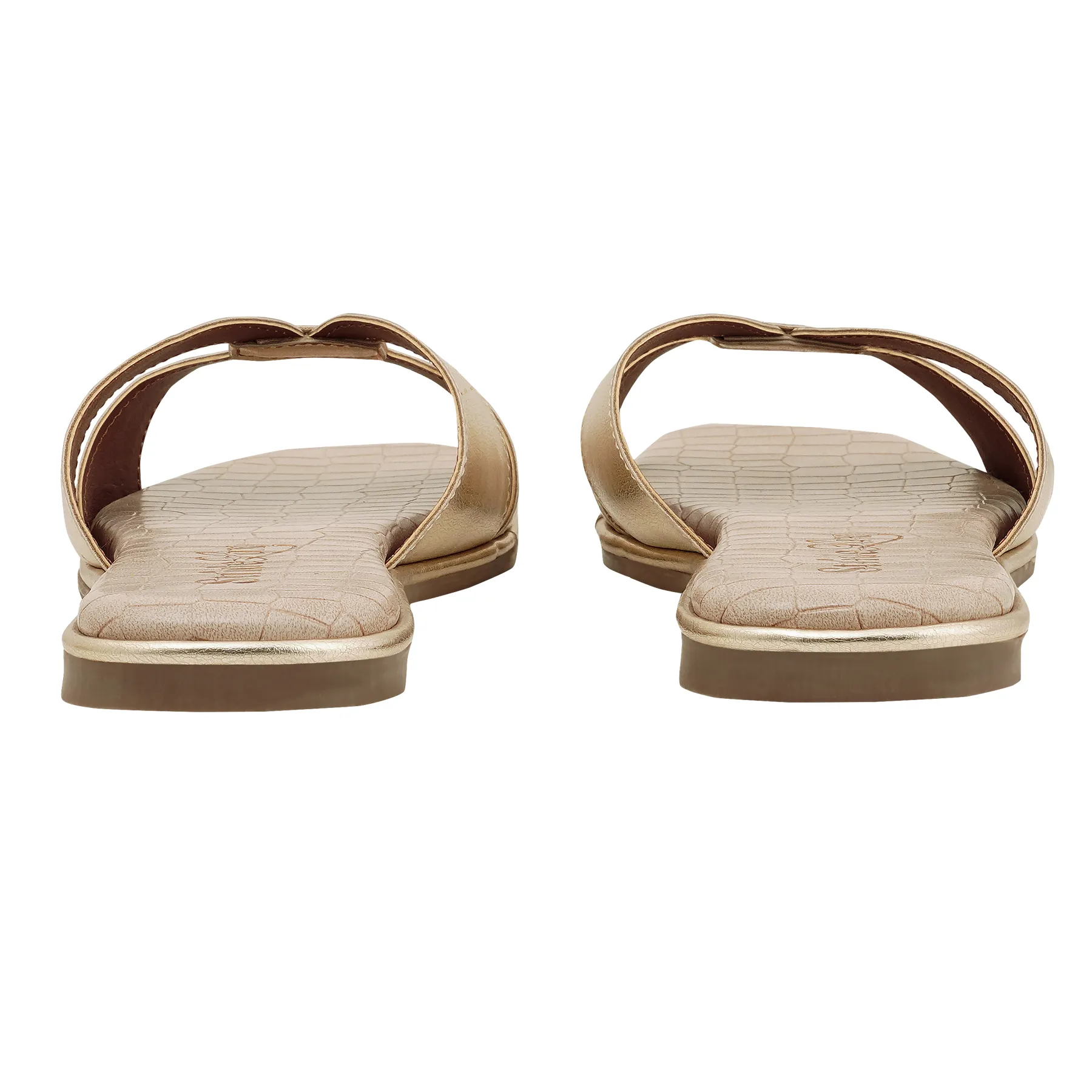 Elara Cross Strap Flat Slides – Soft Gold - Image 4