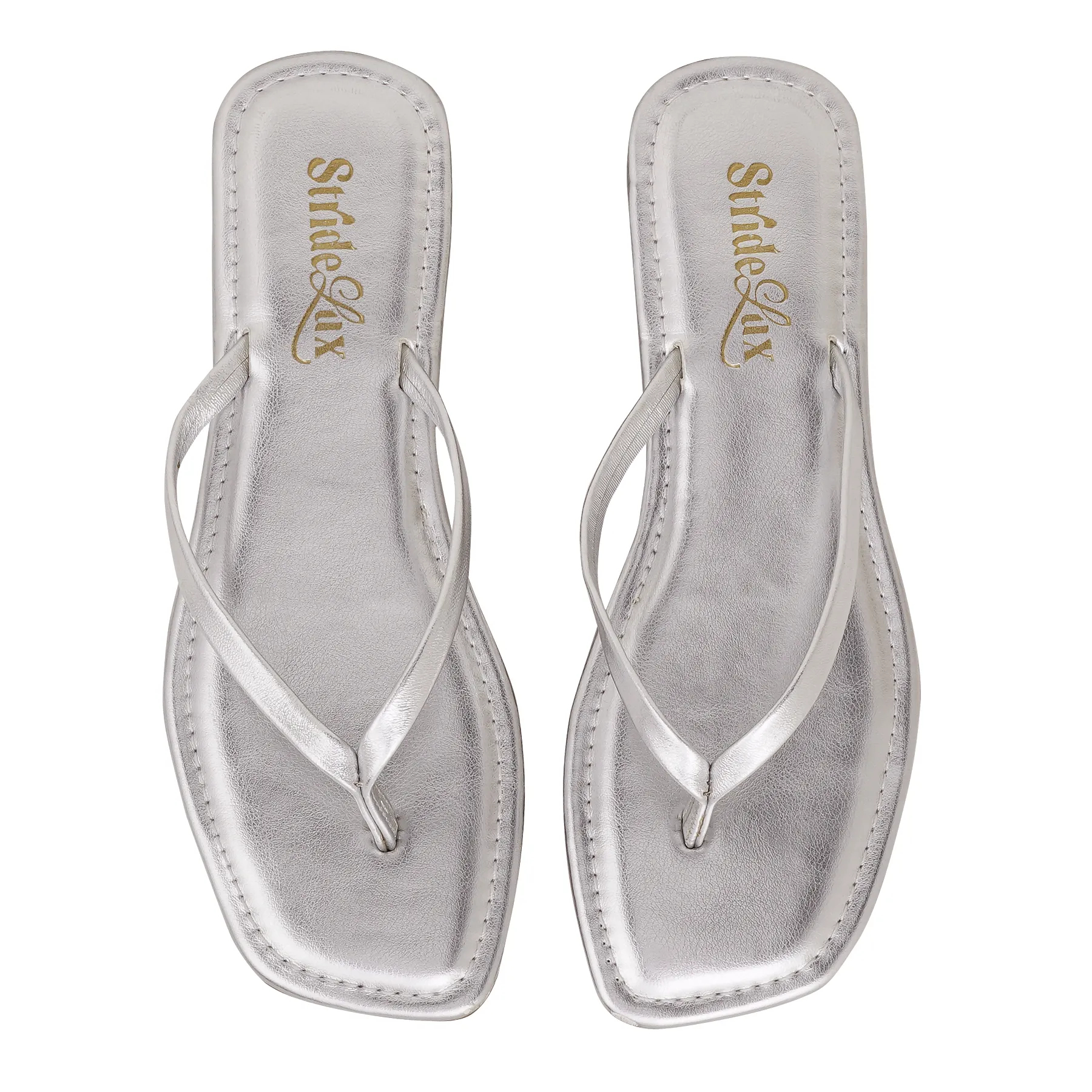 Liora Metallic Thong Flats – Silver Mist