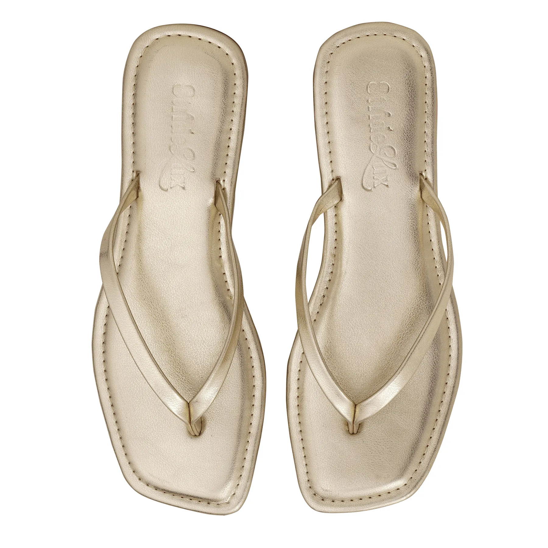 Liora Metallic Thong Flats – Champagne Gold