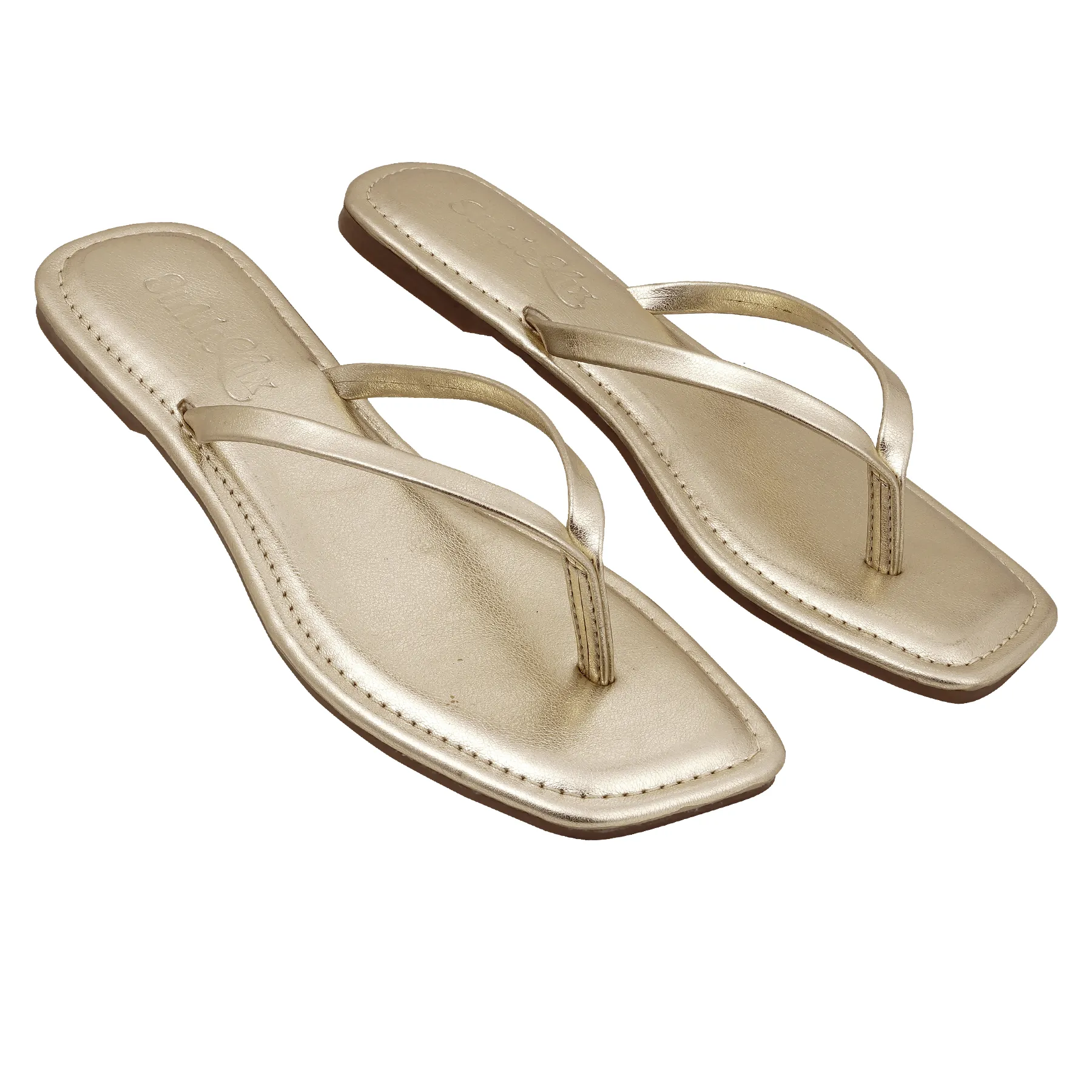 Liora Metallic Thong Flats – Champagne Gold