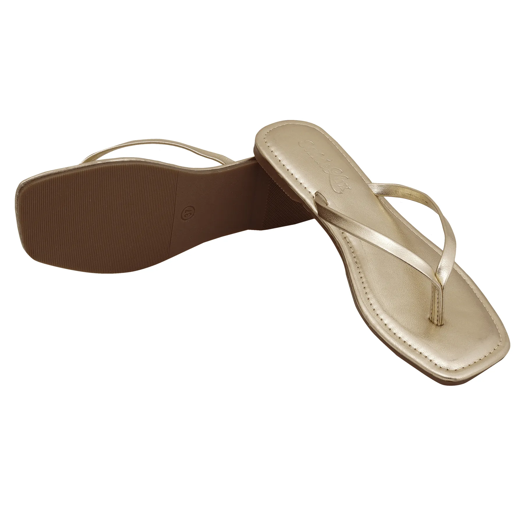 Liora Metallic Thong Flats – Champagne Gold - Image 6