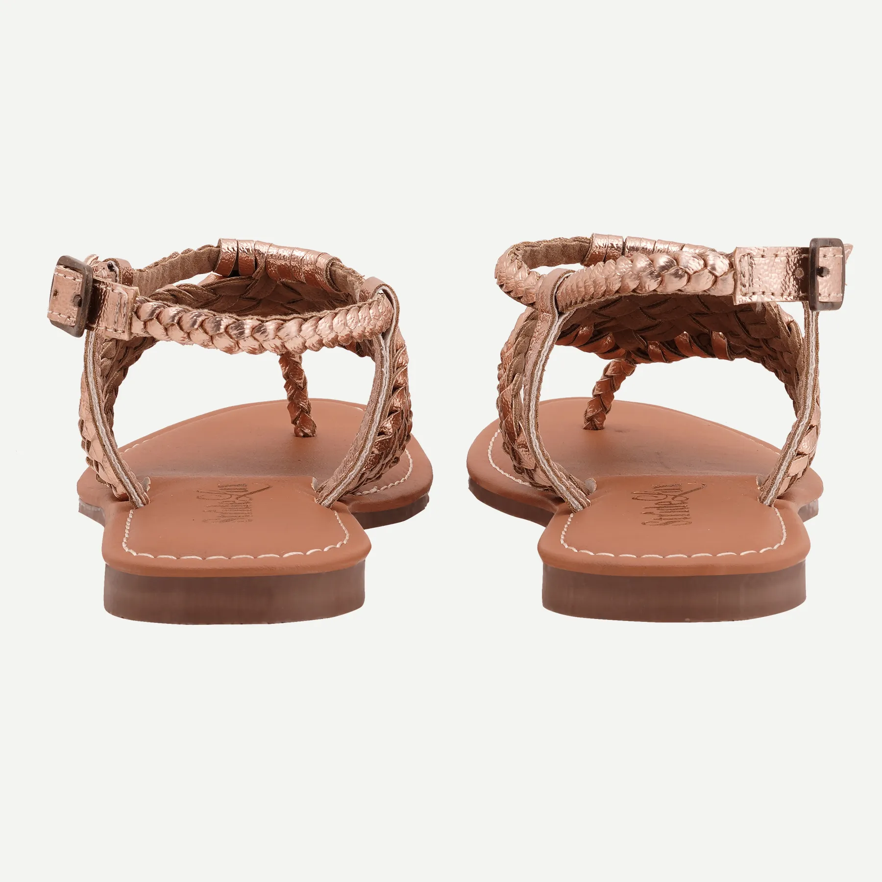 Escalva – Rose Gold Handwoven Flat Sandals - Image 4