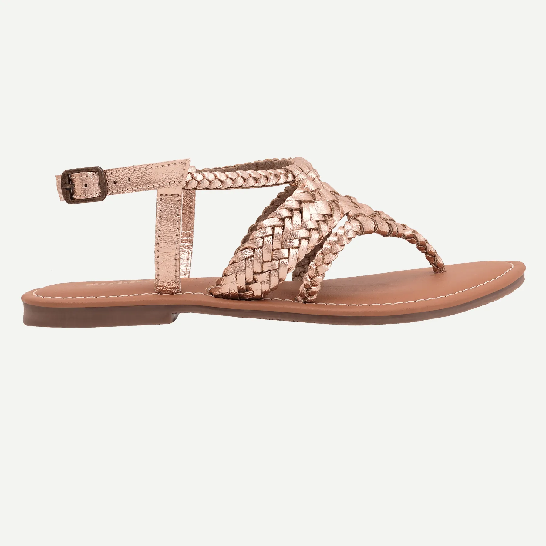 Escalva – Rose Gold Handwoven Flat Sandals - Image 5