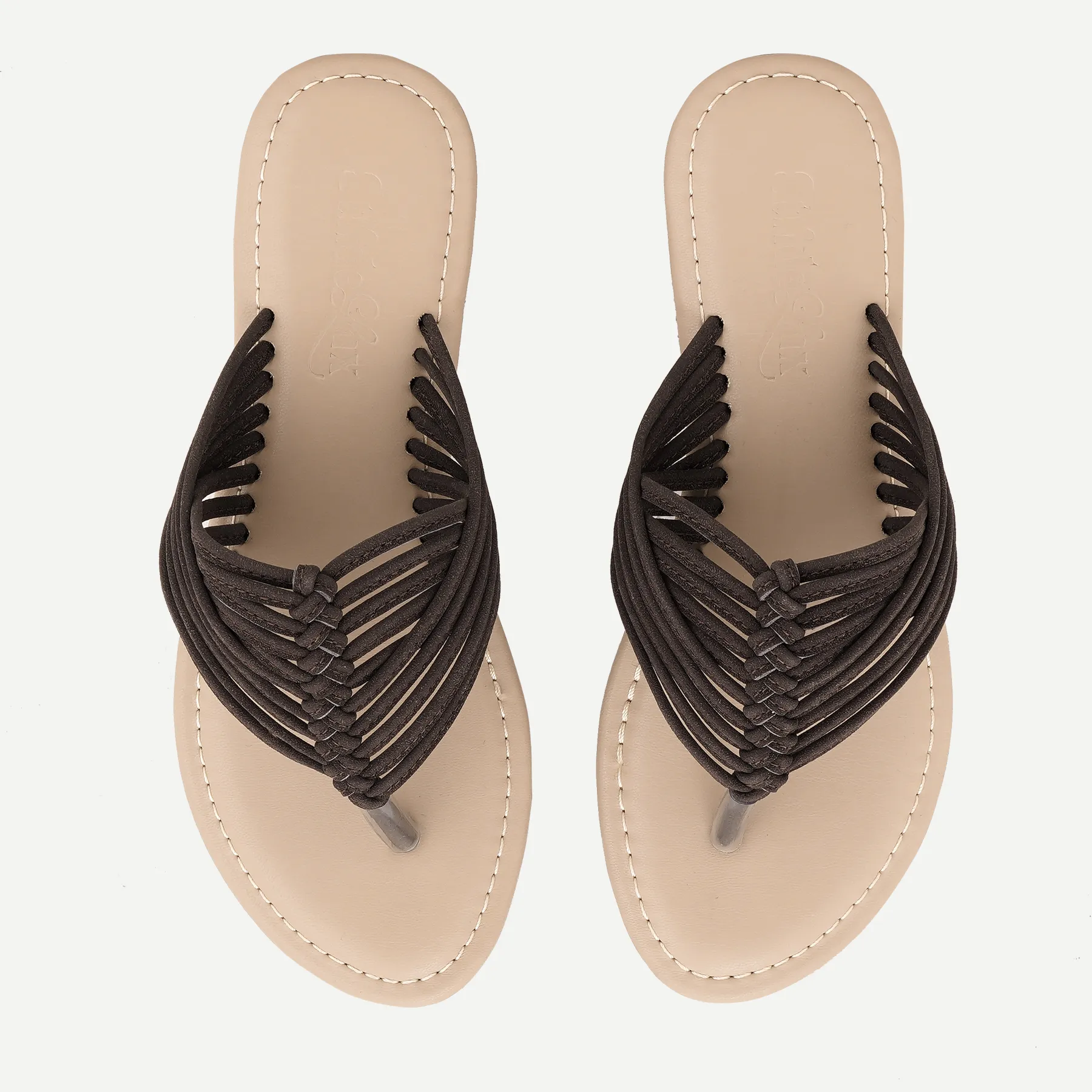 Aria Woven Toe-Ring Flat Slides – Espresso Brown