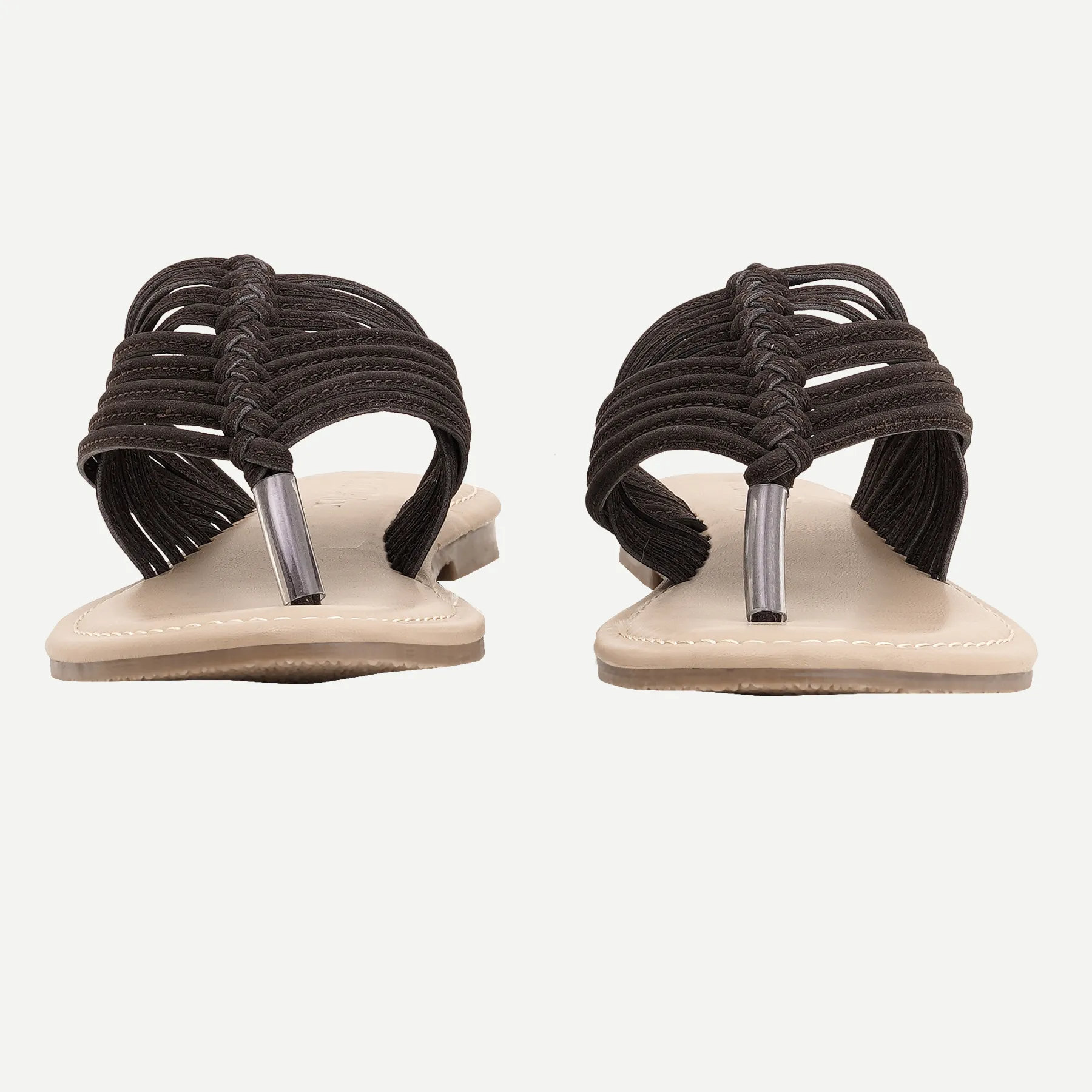 Aria Woven Toe-Ring Flat Slides – Espresso Brown - Image 3