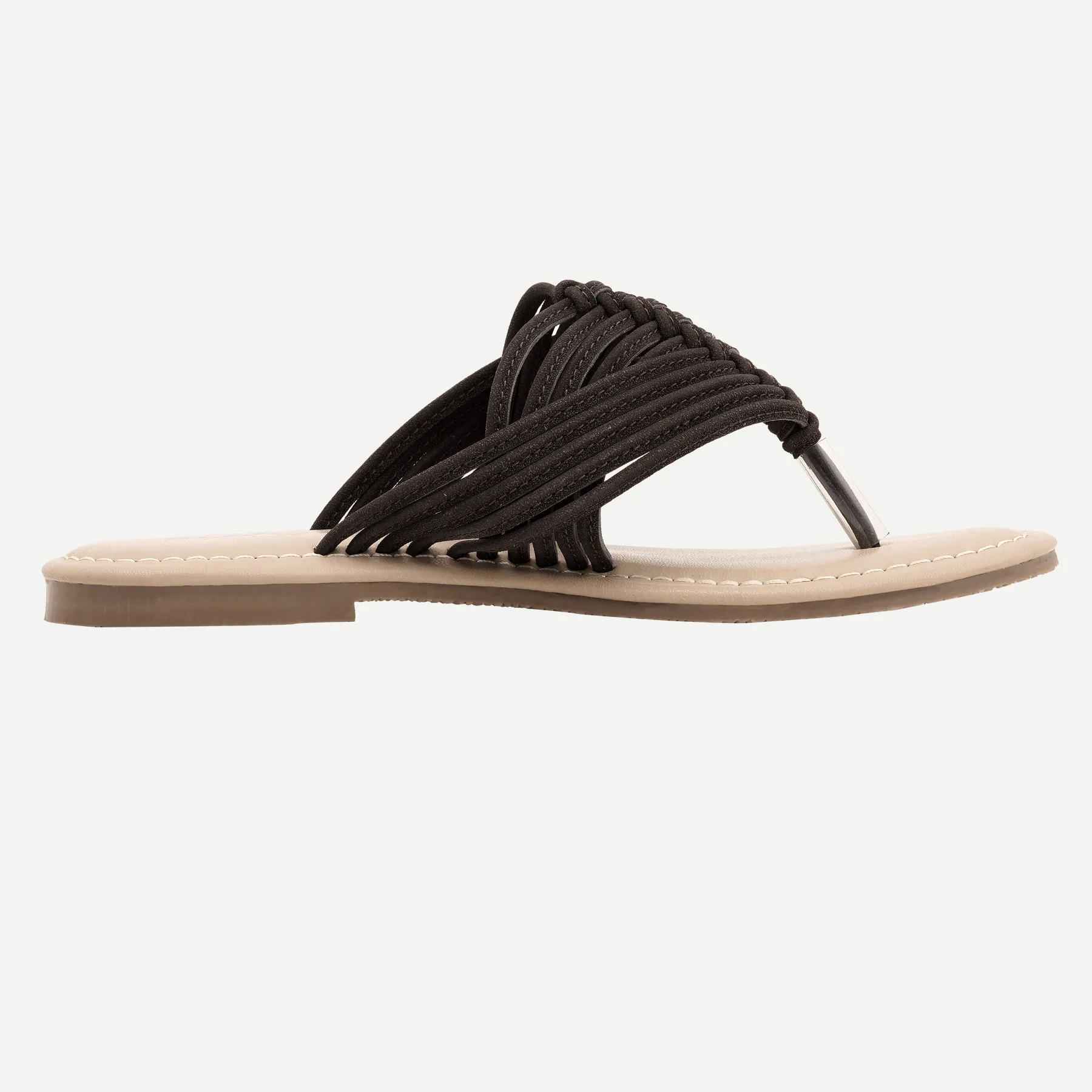 Aria Woven Toe-Ring Flat Slides – Espresso Brown - Image 5
