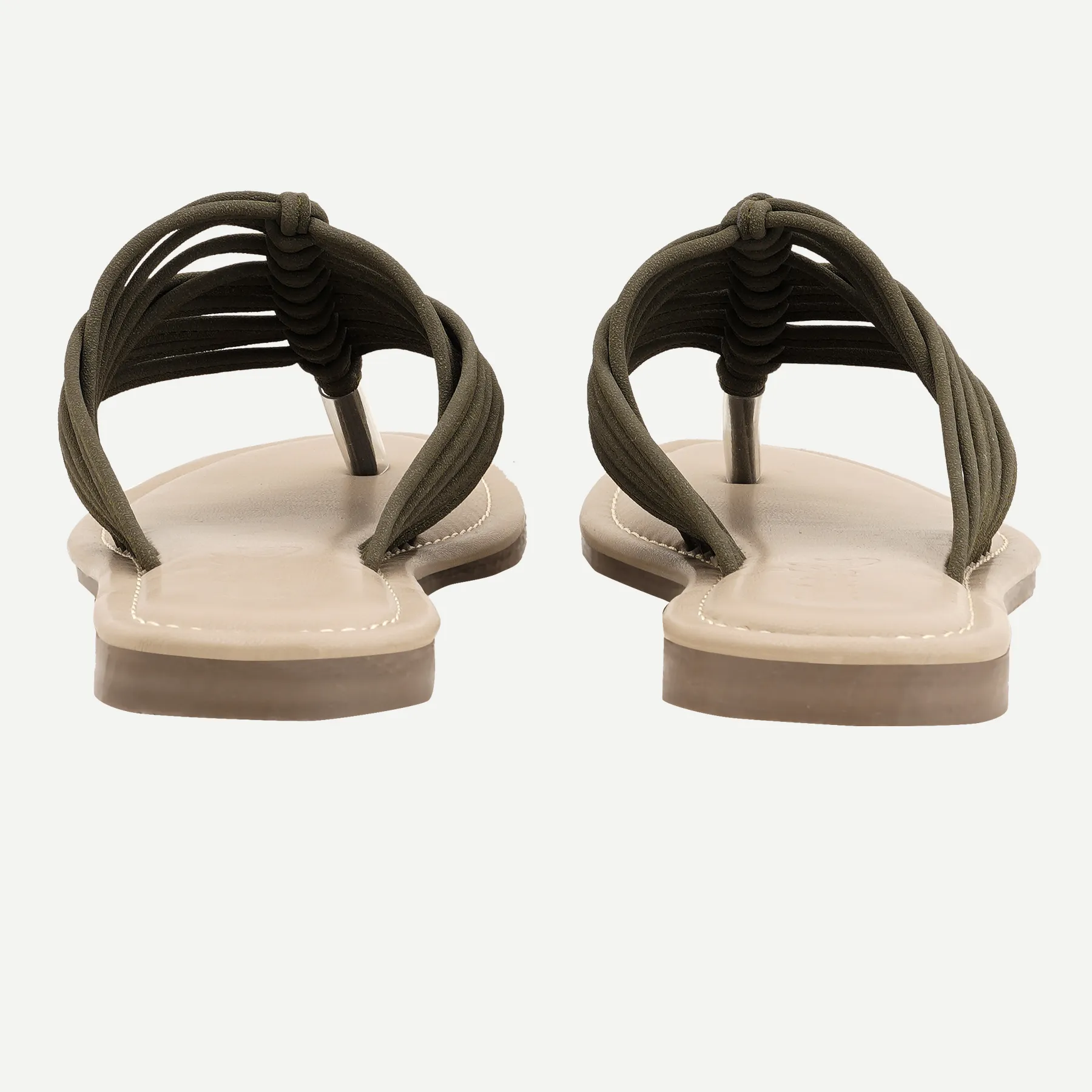 Aria Woven Toe-Ring Flat Slides – Olive Green - Image 4