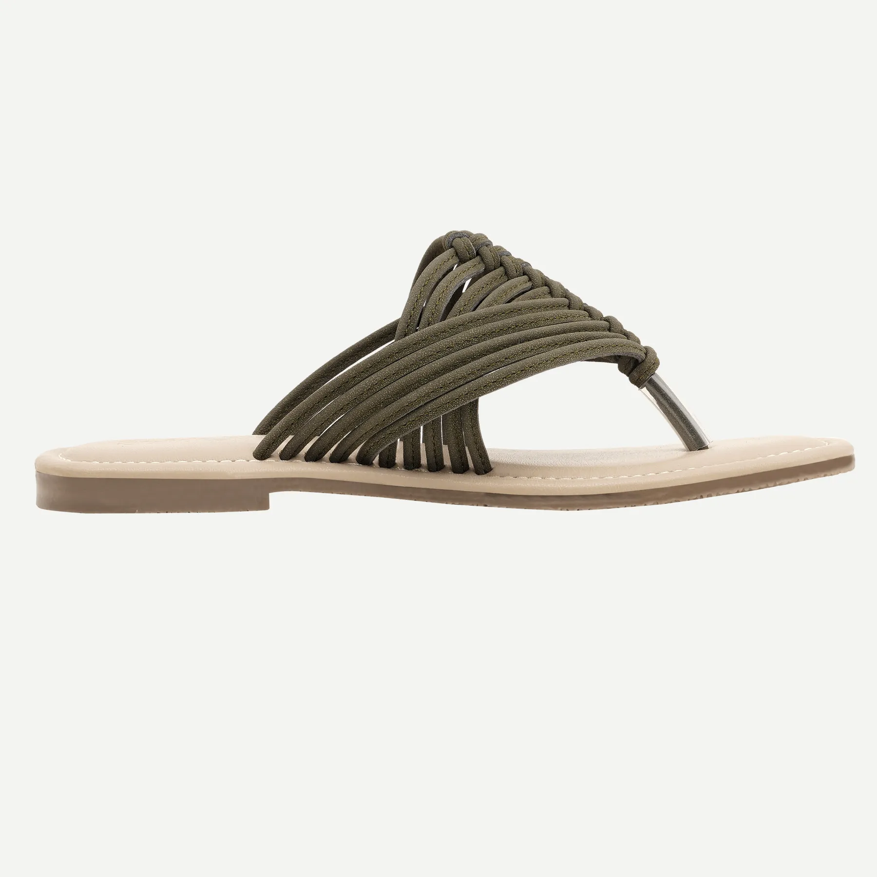 Aria Woven Toe-Ring Flat Slides – Olive Green - Image 5