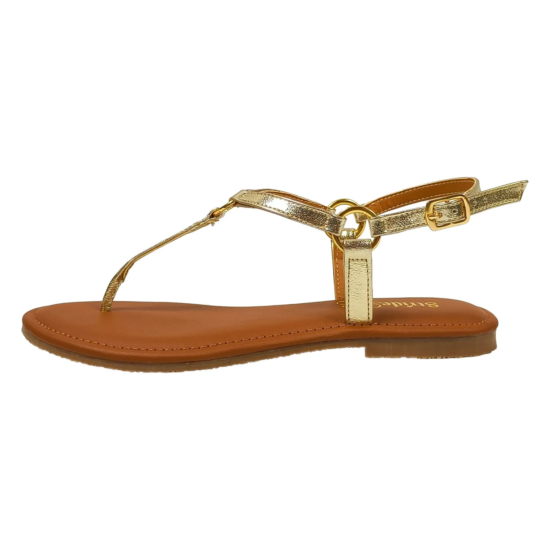 StrideLux Aurelia Ring-Link Toe-Ring Flat Sandals – Luxe Gold - Image 4