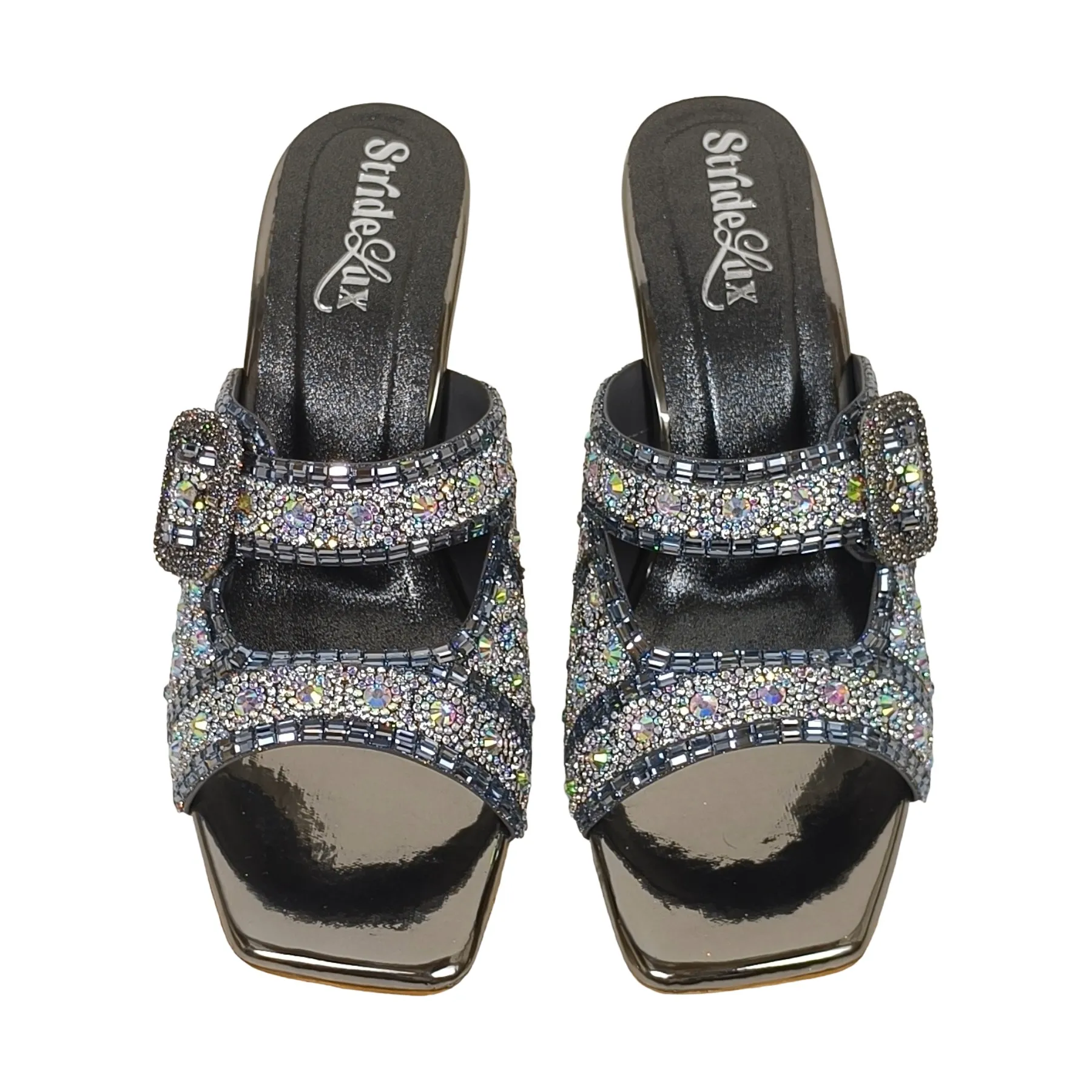 Gunmetal Grey Embellished Evening Sandals