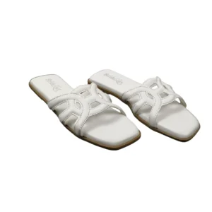 StrideLux White Women’s Flat Slide Sandals