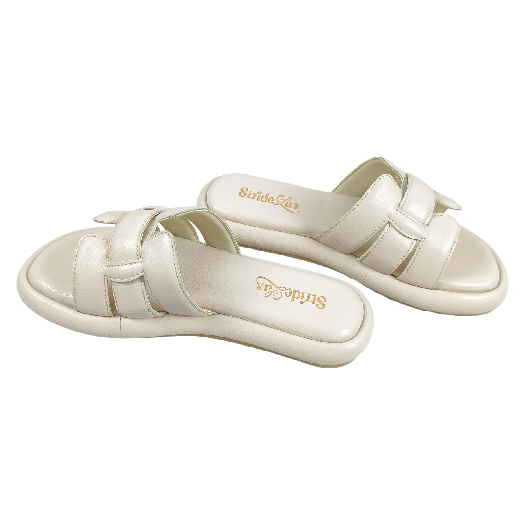 StrideLux Off-White Premium Crossover Flat Slides - Image 6