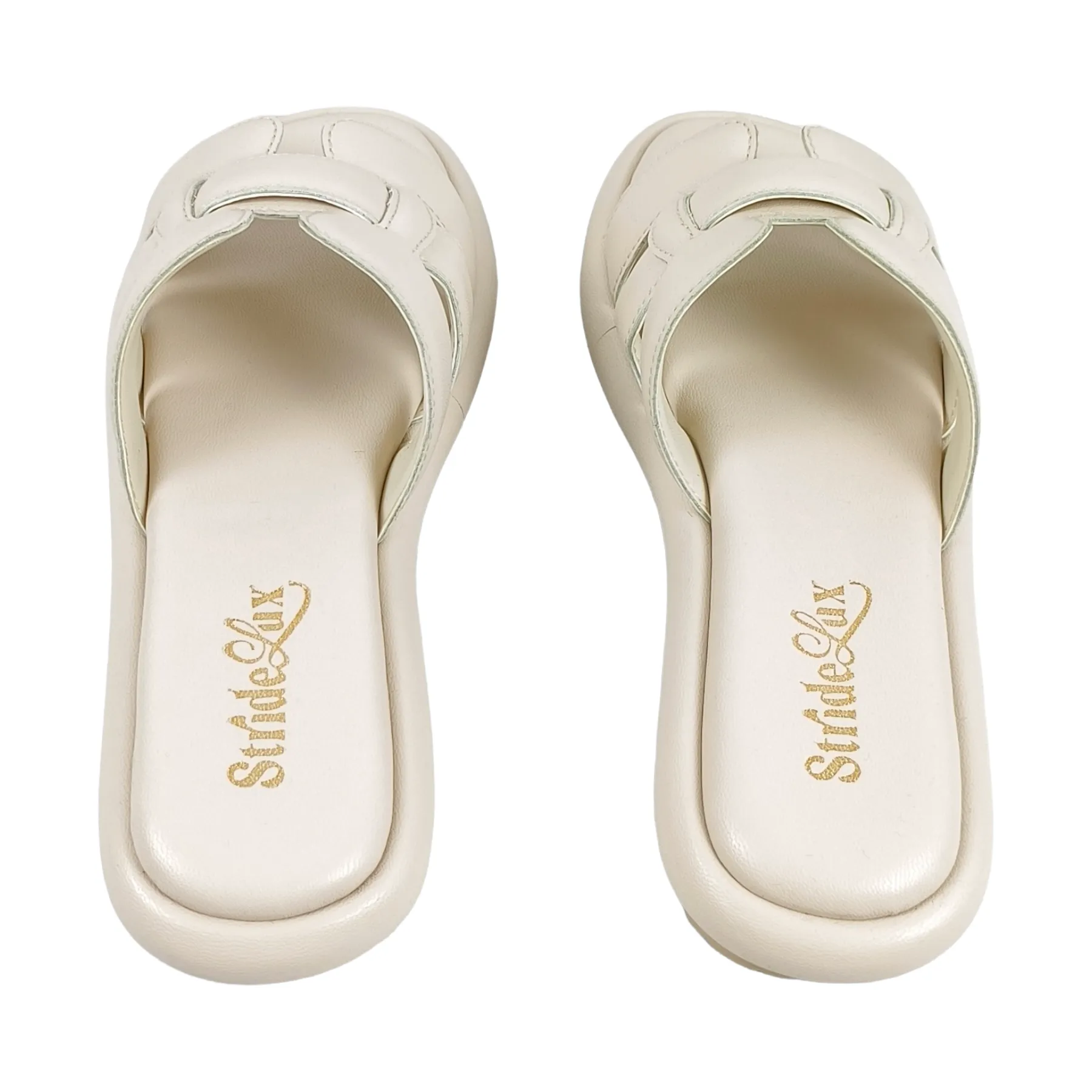 StrideLux Off-White Premium Crossover Flat Slides - Image 4