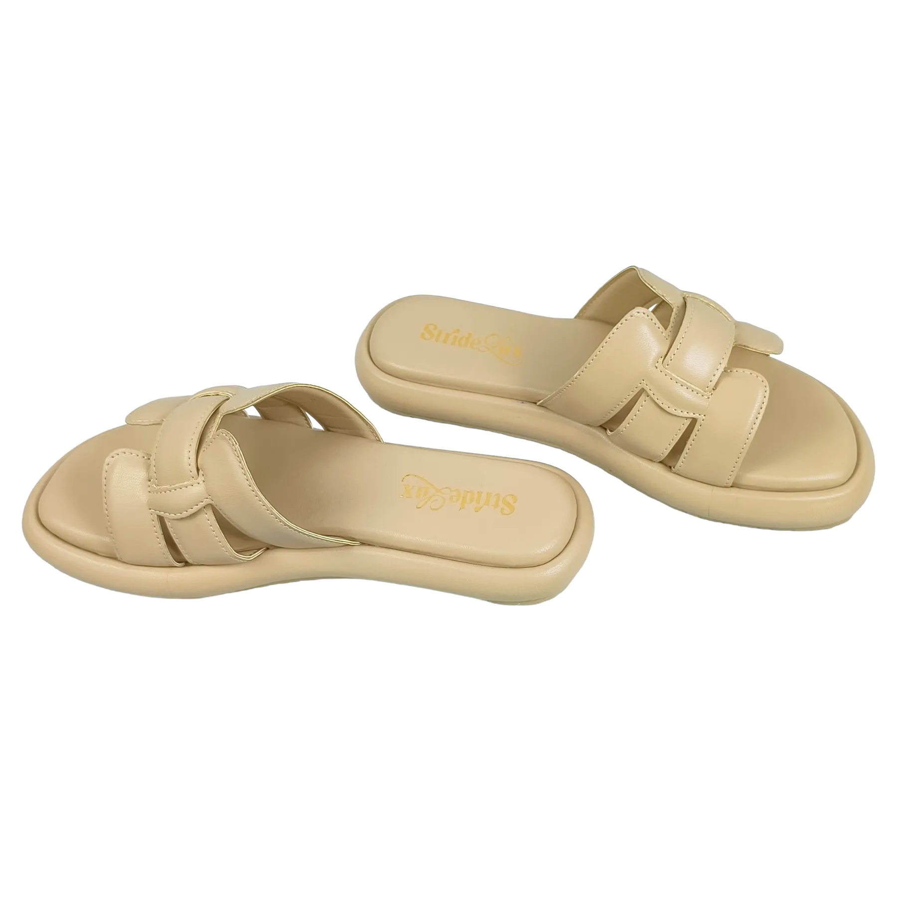 StrideLux Light Beige Comfort Crossover Slides - Image 6