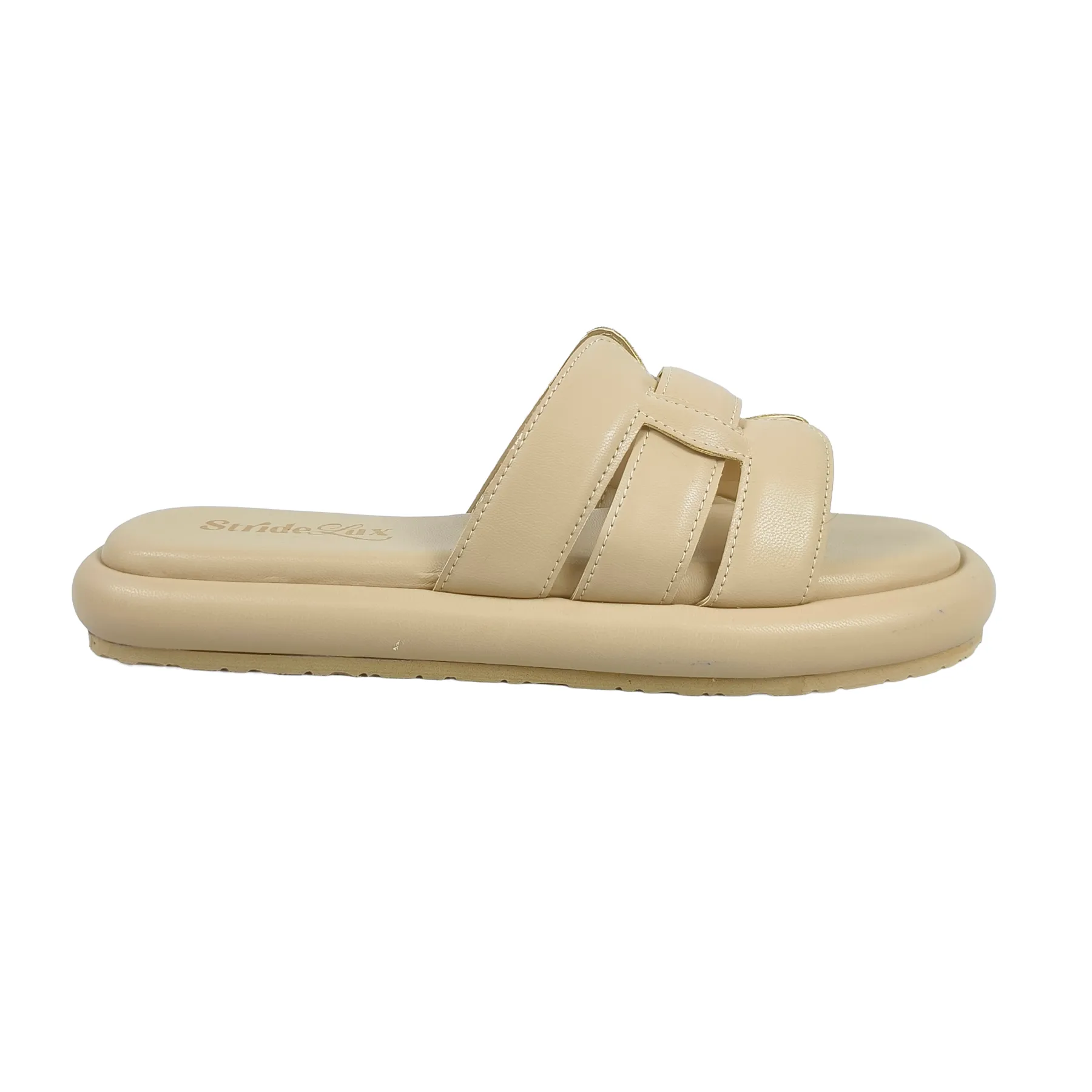 StrideLux Light Beige Comfort Crossover Slides - Image 5