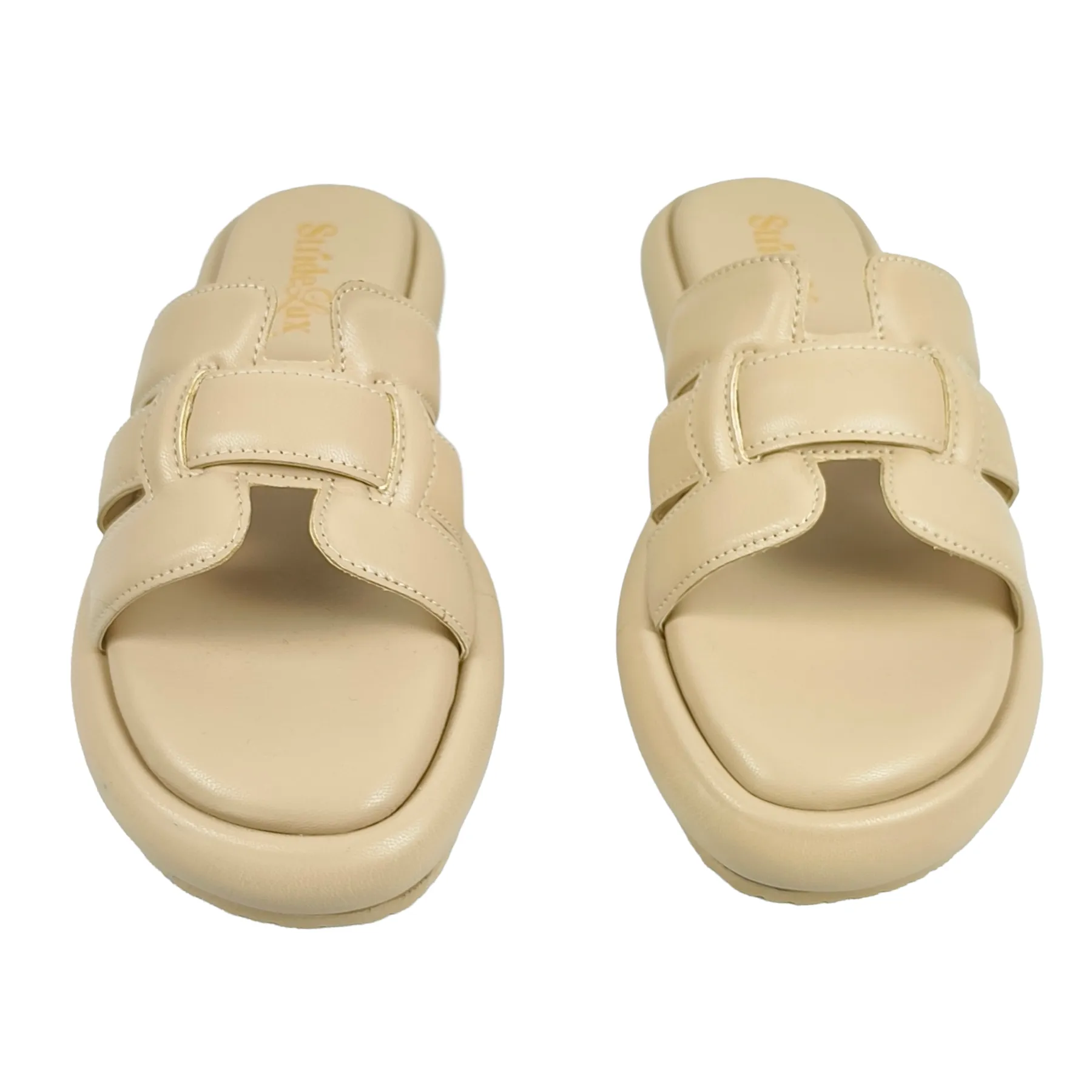 StrideLux Light Beige Comfort Crossover Slides - Image 3