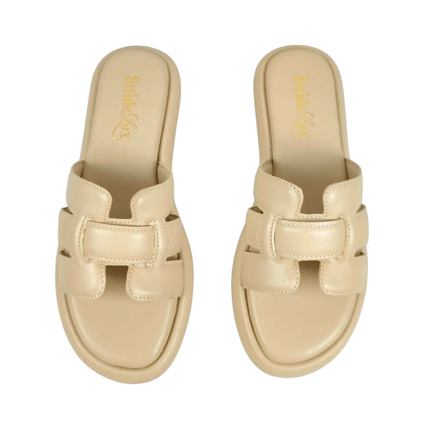 StrideLux Light Beige Comfort Crossover Slides