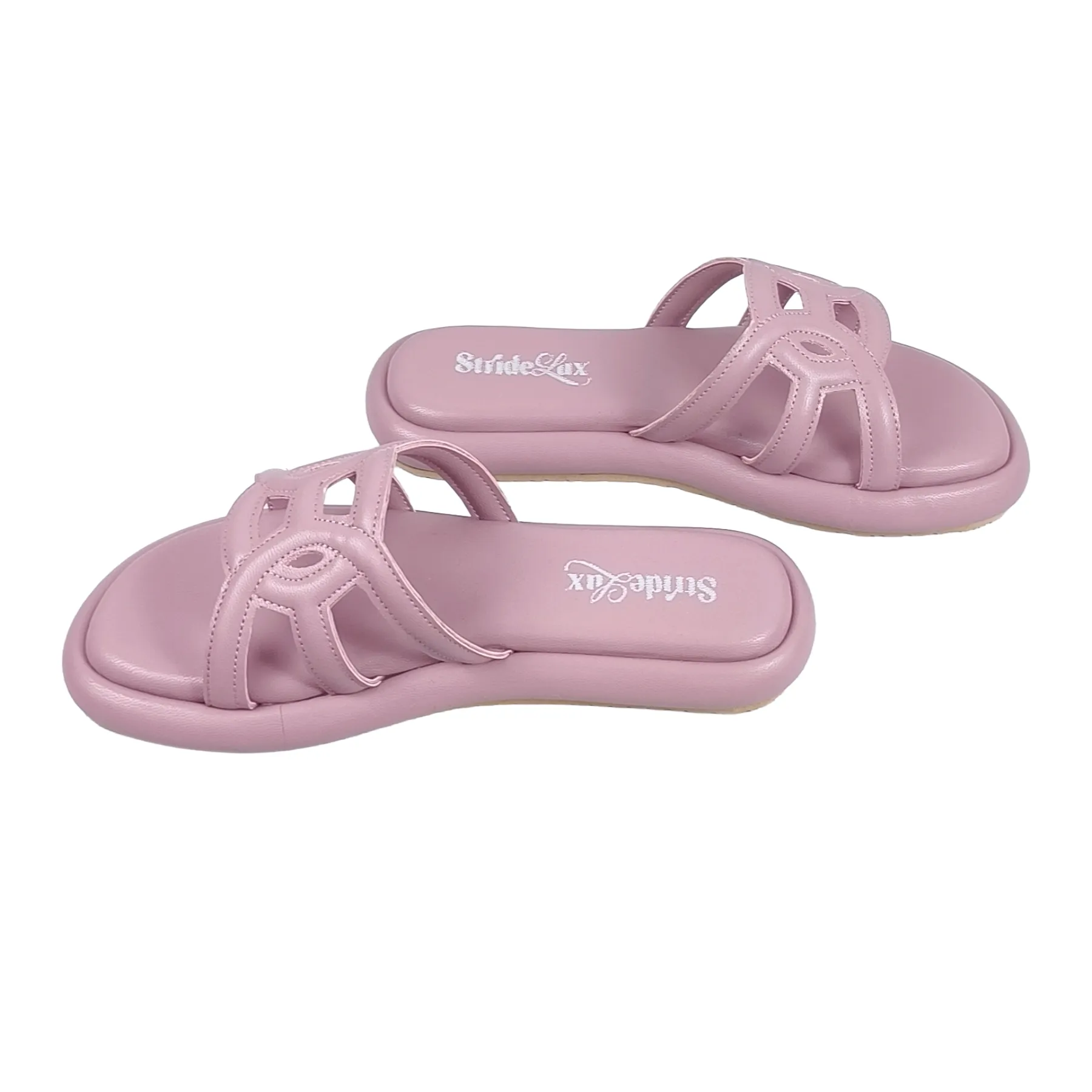 StrideLux Dusty Pink Premium Cutwork Flat Slides - Image 6
