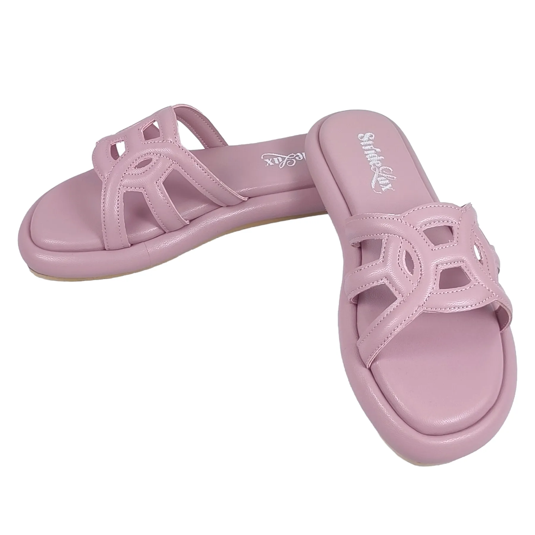 StrideLux Dusty Pink Premium Cutwork Flat Slides - Image 7