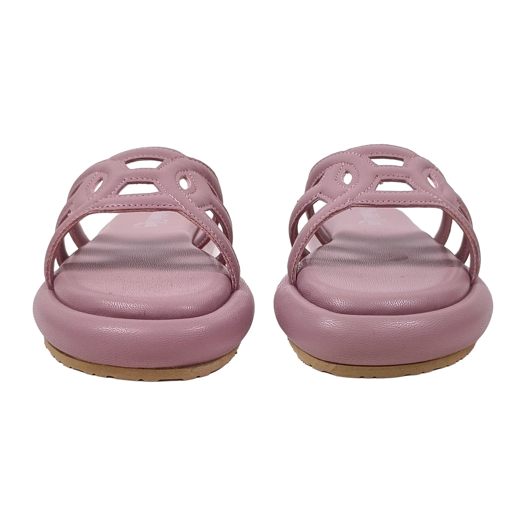 StrideLux Dusty Pink Premium Cutwork Flat Slides - Image 3