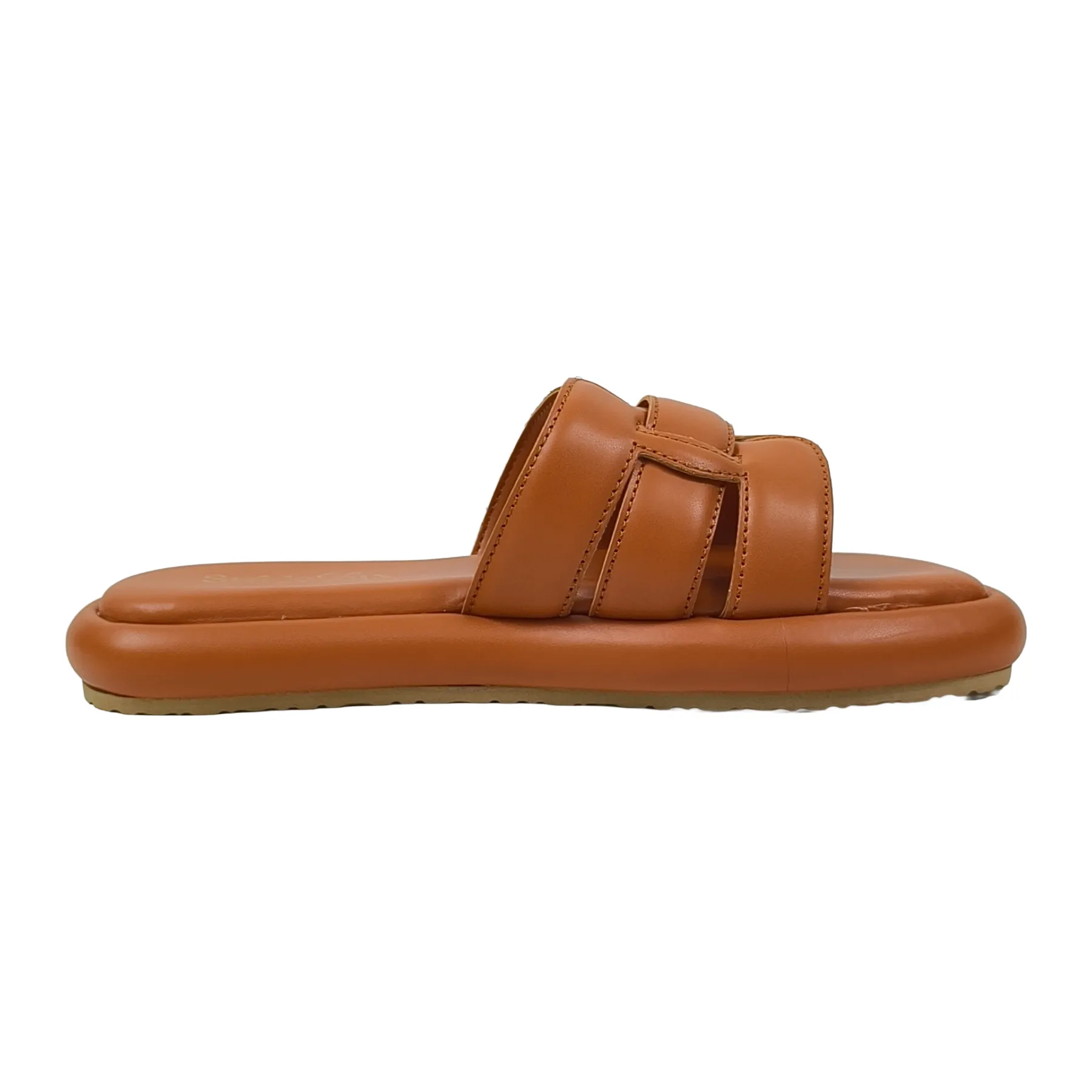 StrideLux Tan Comfort Crossover Flat Slides - Image 5