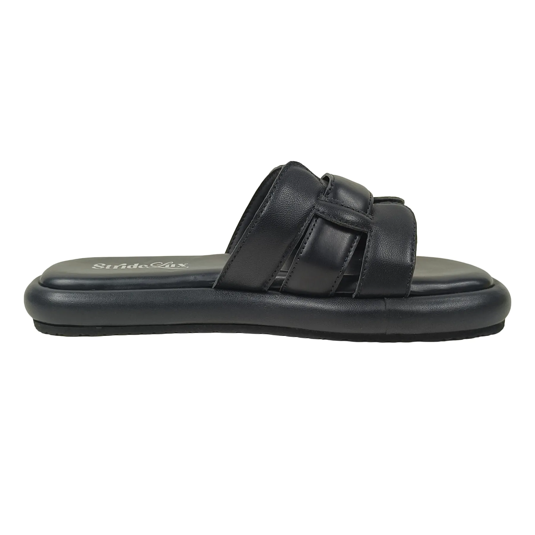 StrideLux Black Premium Crossover Flat Slides - Image 6