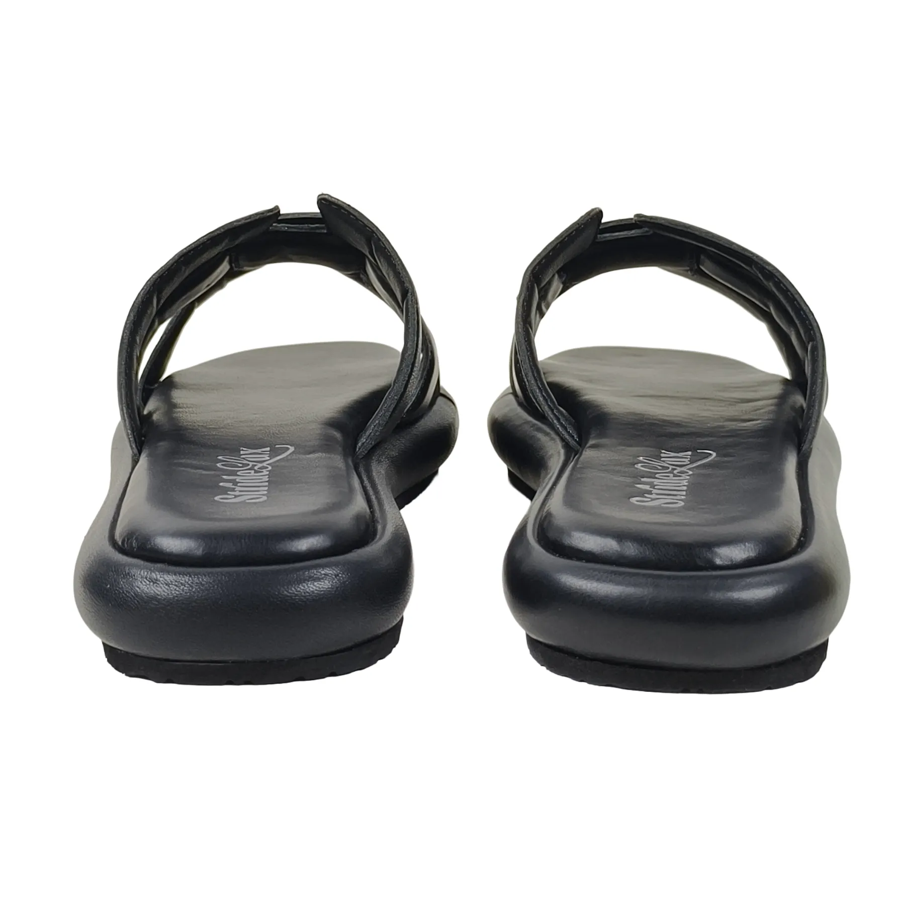 StrideLux Black Premium Crossover Flat Slides - Image 4