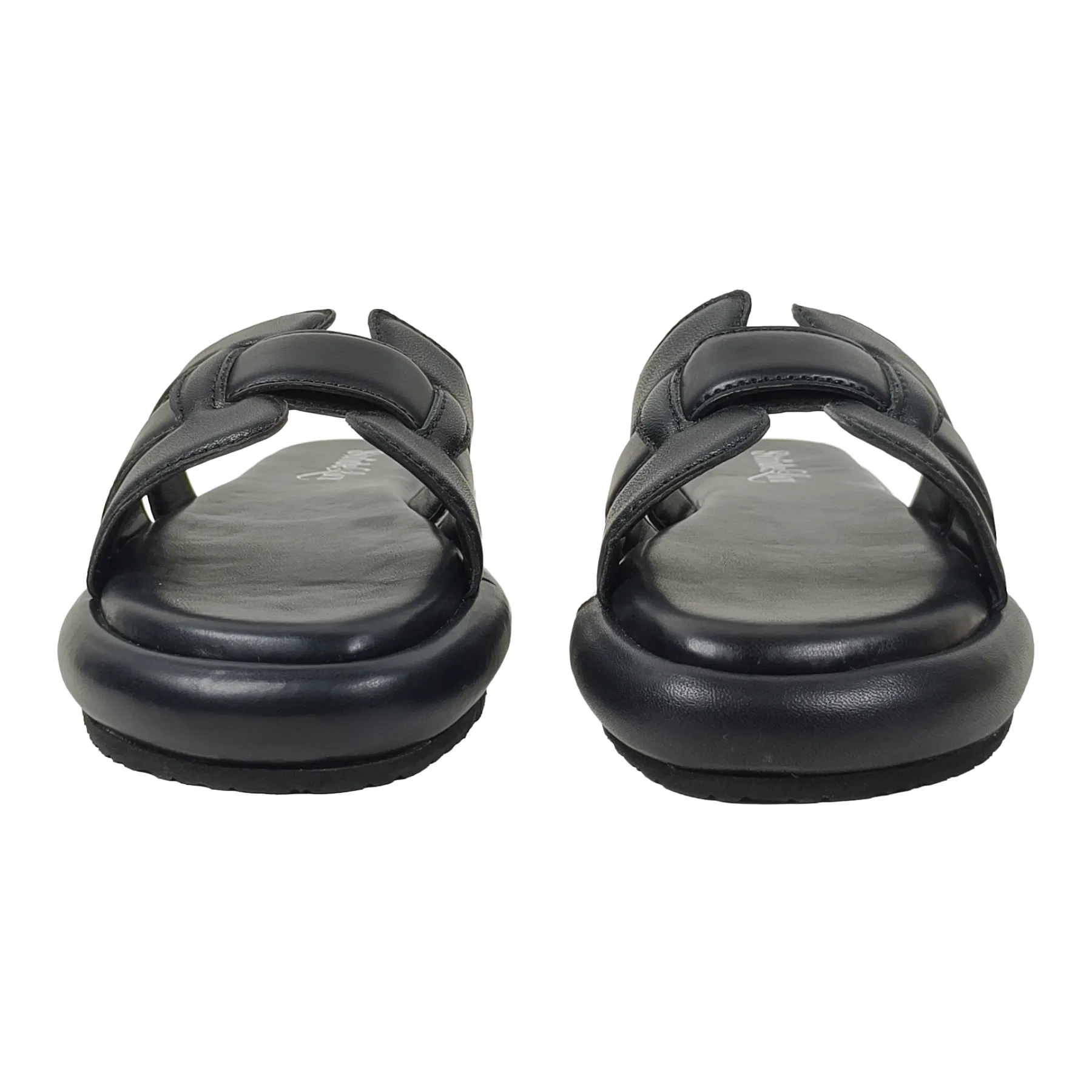 StrideLux Black Premium Crossover Flat Slides - Image 3