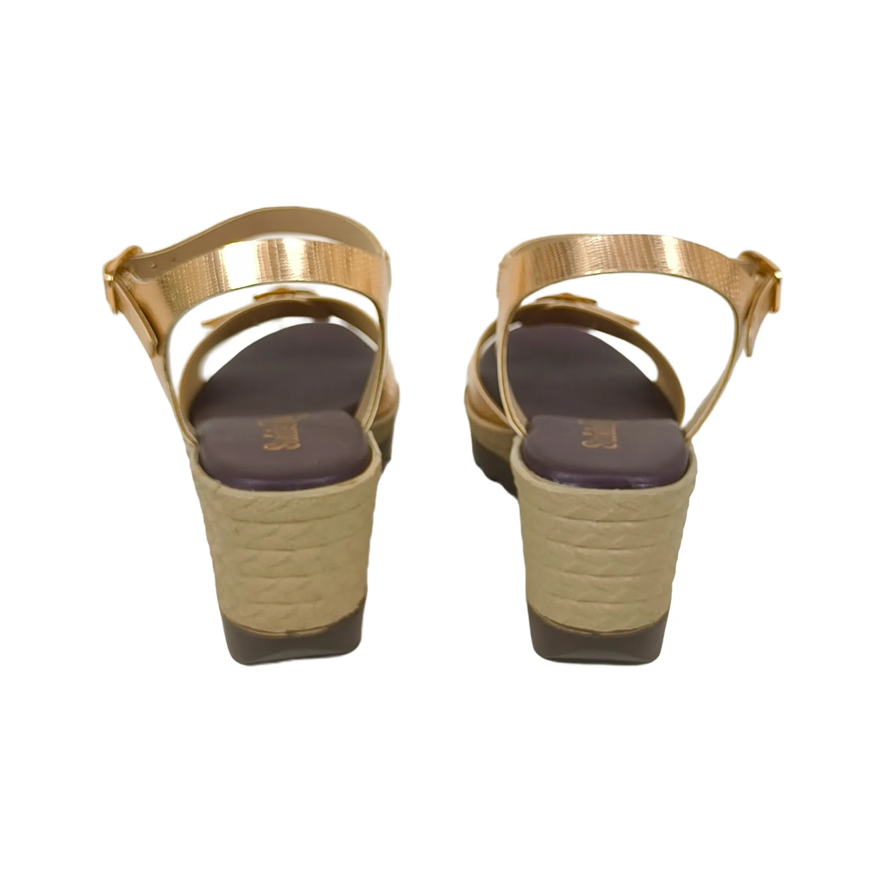 StrideLux AURELA Women’s Gold Wedge Heel Sandals - Image 3