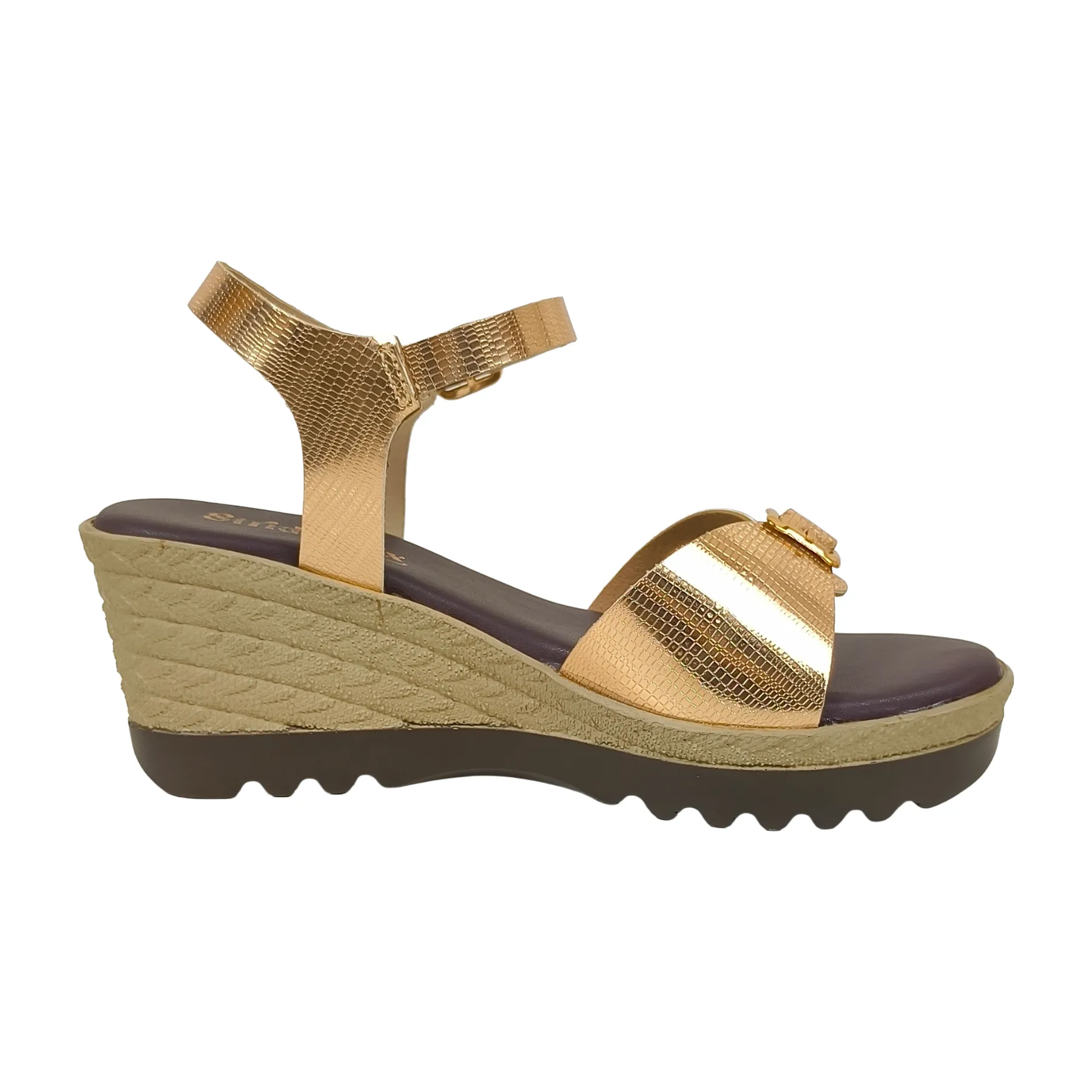 StrideLux AURELA Women’s Gold Wedge Heel Sandals - Image 4