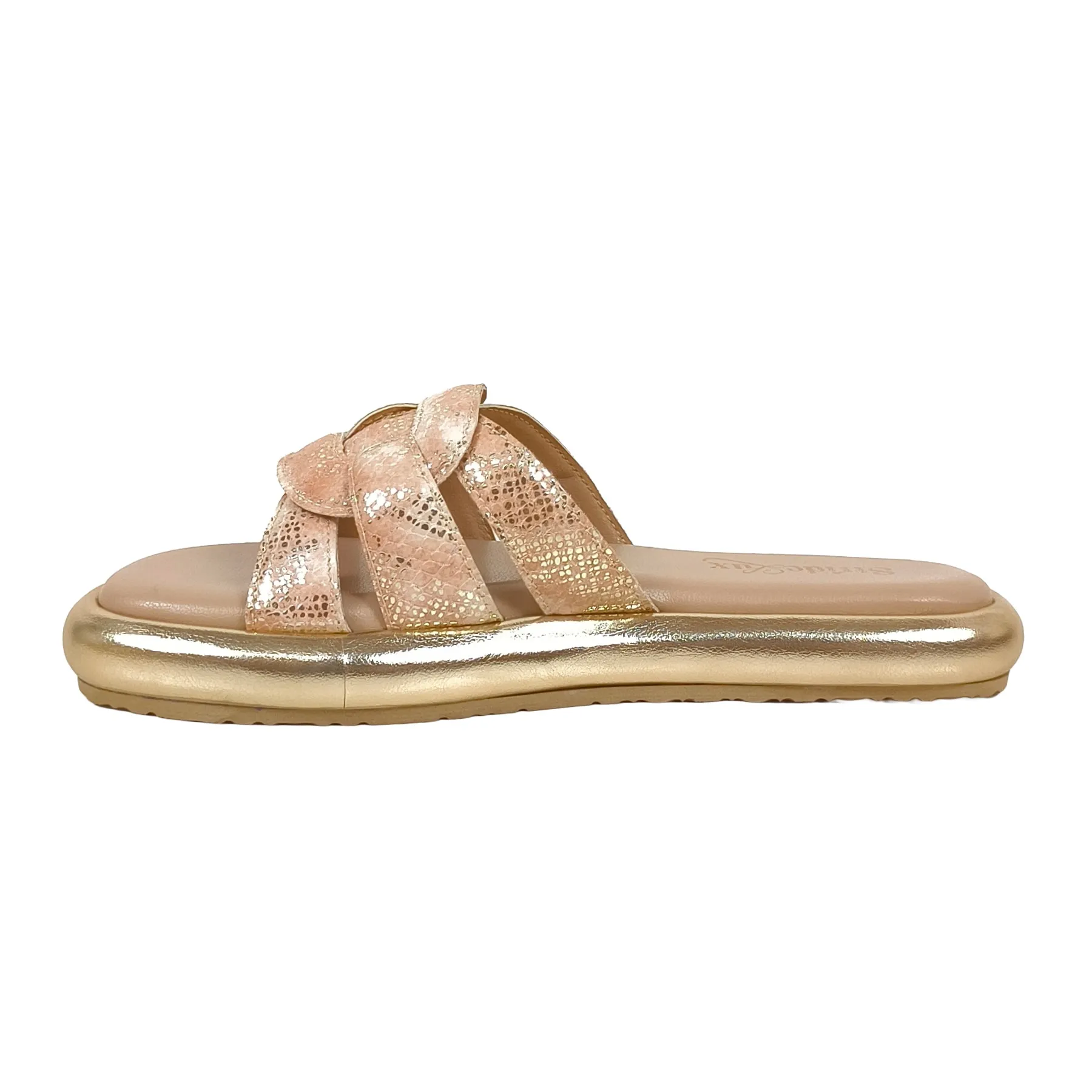 StrideLux Gilded Glamour Braided Metallic Slide Sandals - Image 6